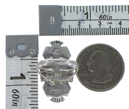 Turquoise And Opal Inlay Silver Southwestern Ring Size 7-1/2 TX45711